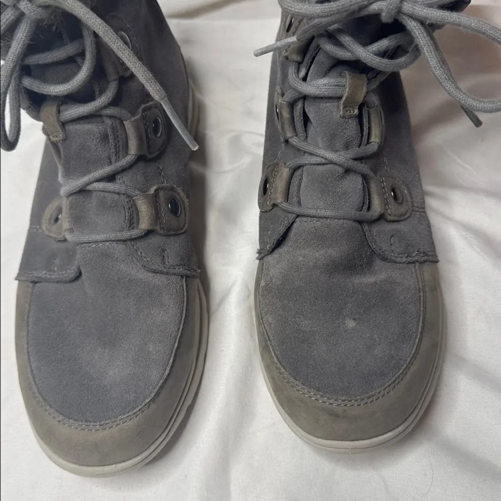 Sorel Women’s Explorer Joan Suede Waterproof Boots In Quarry Grey. Size 10.